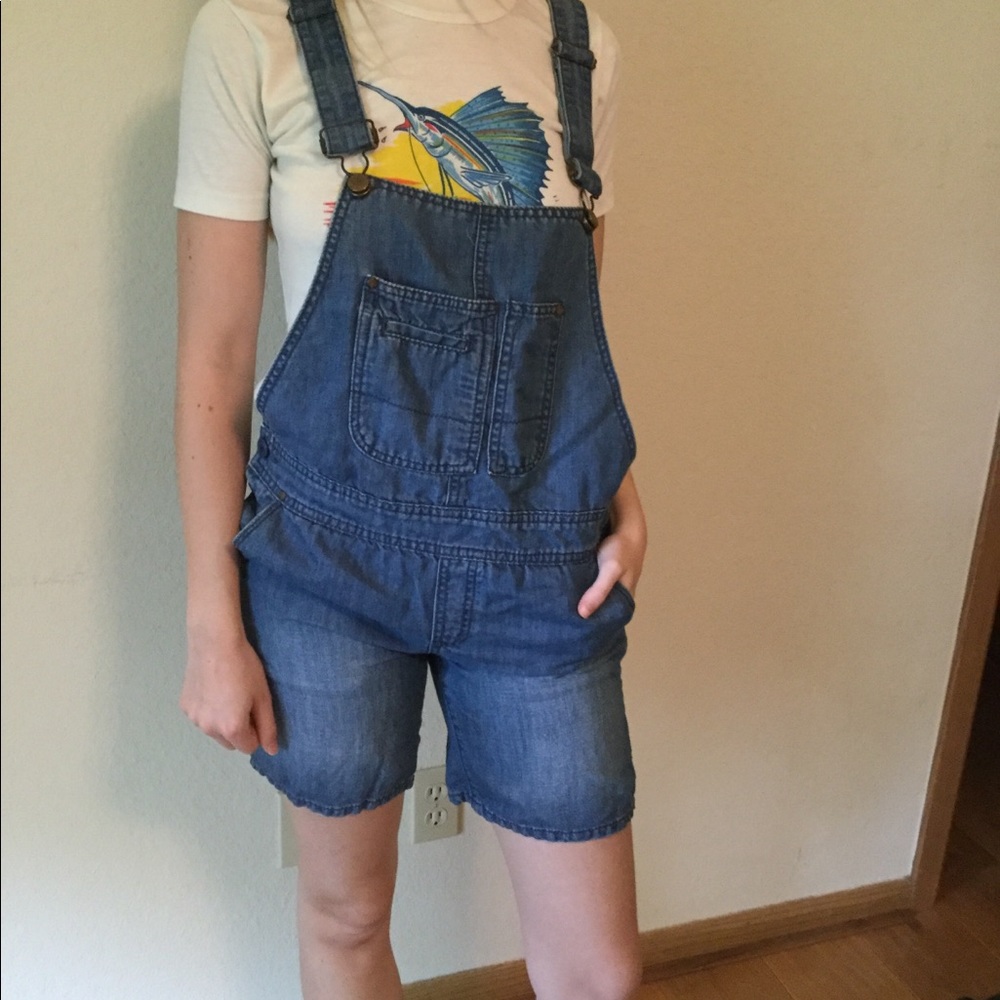 Anthropologie denim shortalls overalls Size 27